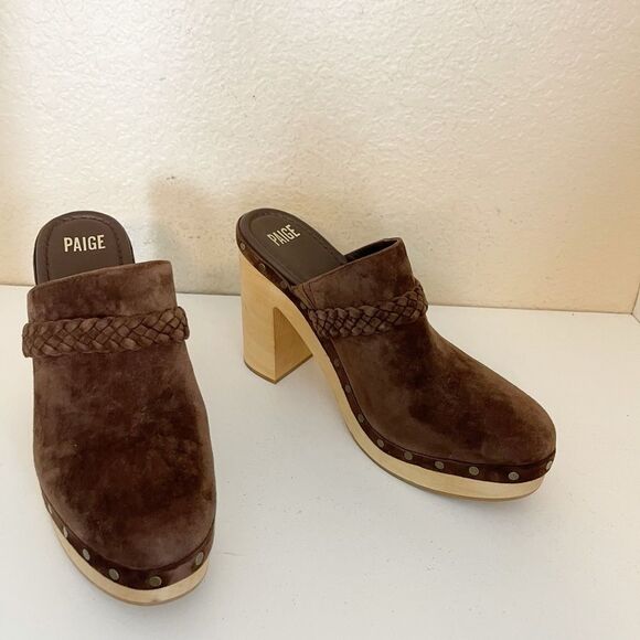 PAIGE ‘Alex’ Platform Clog in brown Suede with festival braided leather Size 11 - Picture 10 of 11